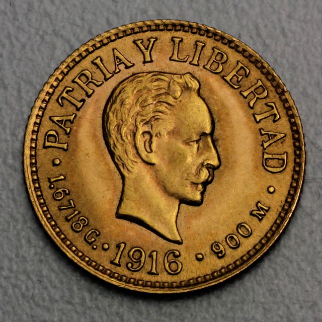 Un Pesos Goldmünze Cuba 1916