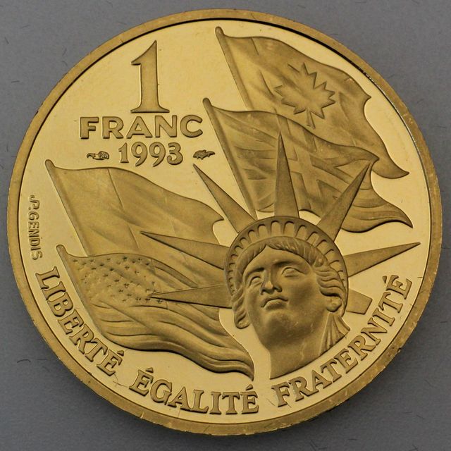 1 Francs Goldmünze Frankreich 1993