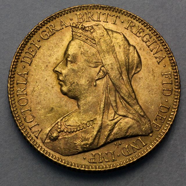 Sovereign Münze Königin Victoria Old Head mit Heiligem Georg Reiter Rückseite