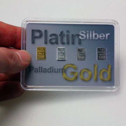 Gold, Silber, Platin und Palladium Edelmetallgeschenk