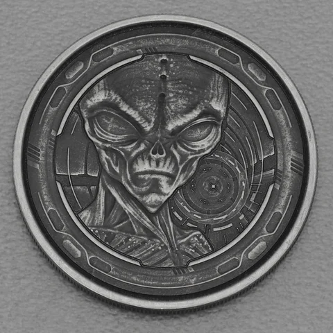 Silbermünze 1oz Ghana Ailen 2022 Antikes Finish