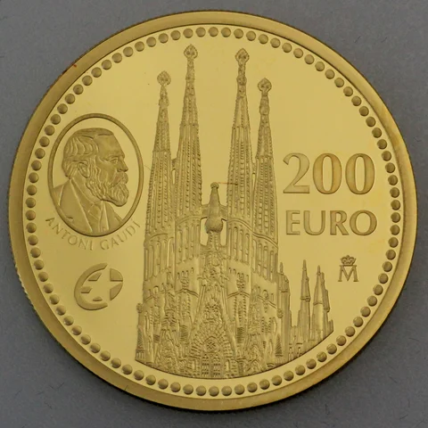 Goldmünze 200 Euro Spanien 2010 Antoni Gaudi
