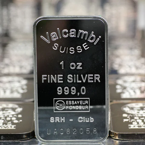 1oz Silberbarren geprägt Valcambi
