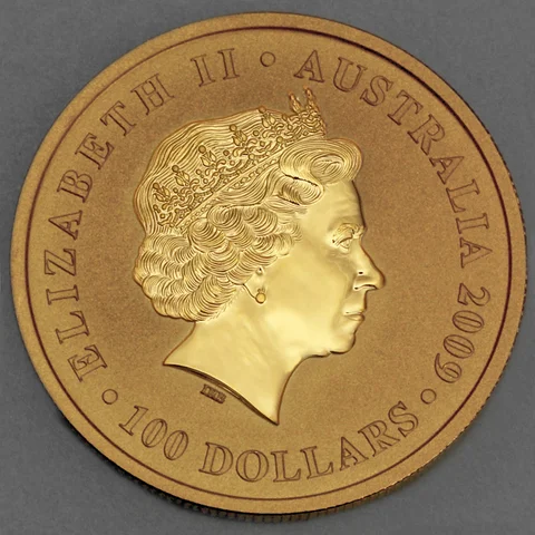 Australian Kangaroo, Goldmünze 2009, Queen Elizabeth II