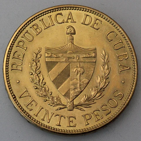 "REPUBLICA DE CUBA VEINTE PESOS"