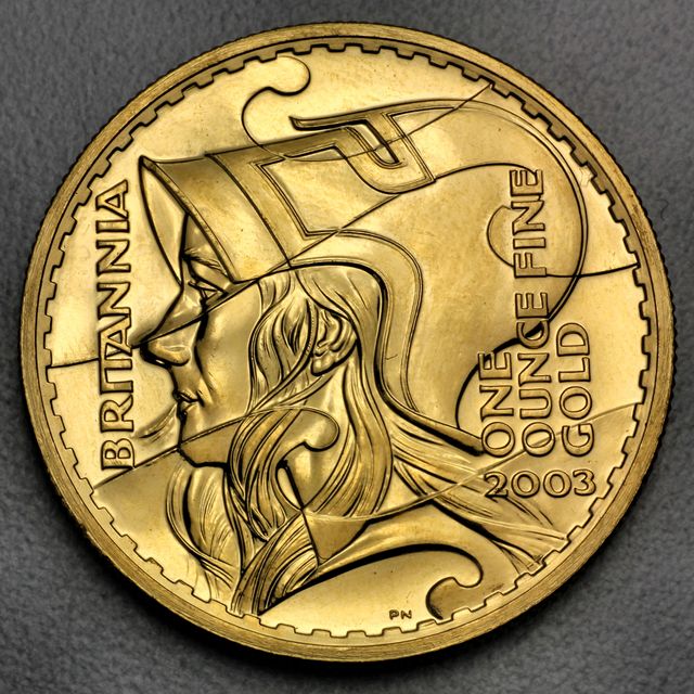 Motiv der Britannia Goldmünze 2003