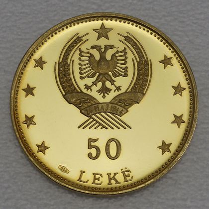 50 Leke Goldmünze Albanien 1968 - Argirocastrum Ruinen 50 Leke Goldmünze Albanien 1968 - Argirocastrum Ruinen