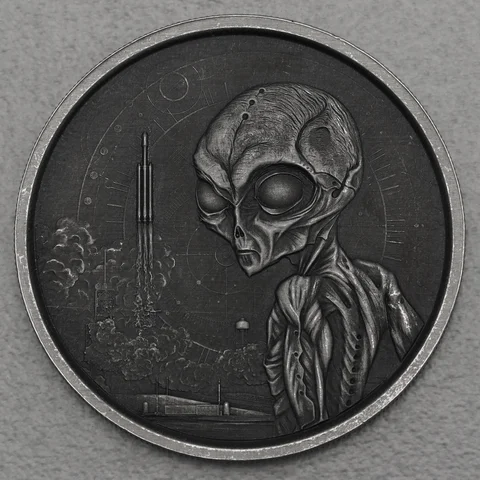Silbermünze 1oz Ghana Ailen 2021 Antikes Finish