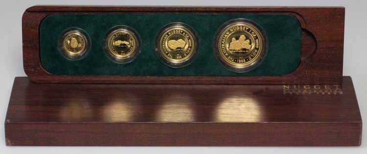 Nugget Goldmünzen Proof Set 1988: Goldnuggets Jubilee - Ruby Well - Welcome - Pride of Australia