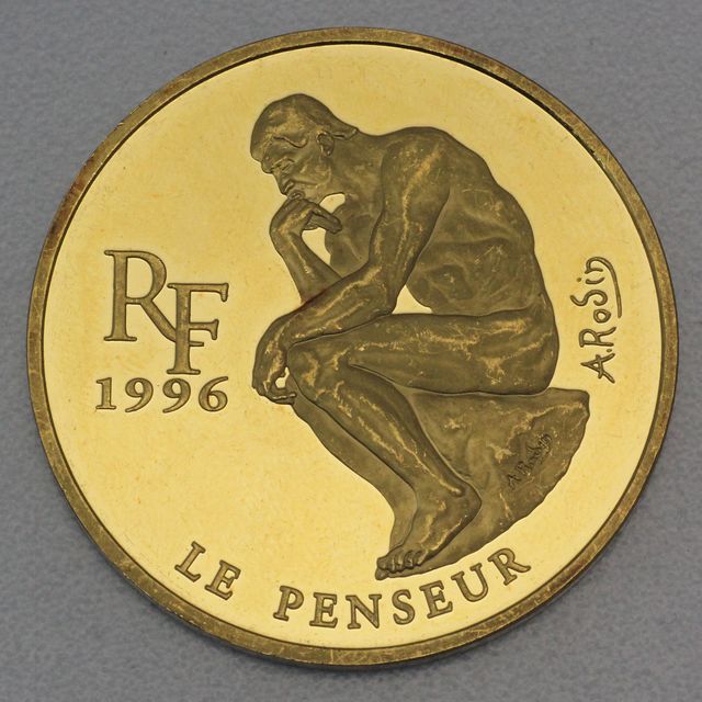 Goldmünze 500 Francs Frankreich 1996 - Le Penseuer - der Denker
