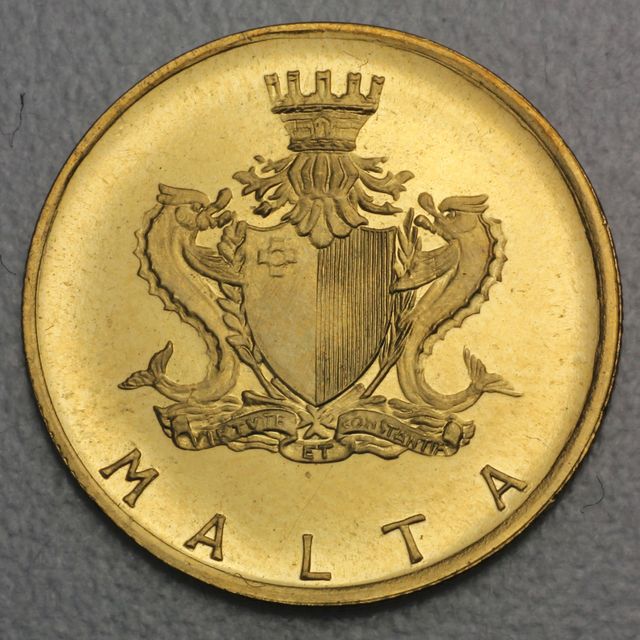 5 Pfund Goldmünze Malta Fackel in Hand über Maltesicher Karte