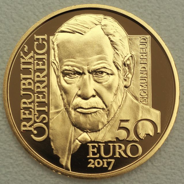 Goldmünze 50 Euro Österreich 2017 - Sigmund Freud - Wiener Schulen der Psychotherapie