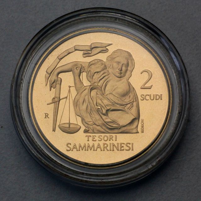 2 Scudi Goldmünze San Marino 2010 Tesori Sammarinesi
