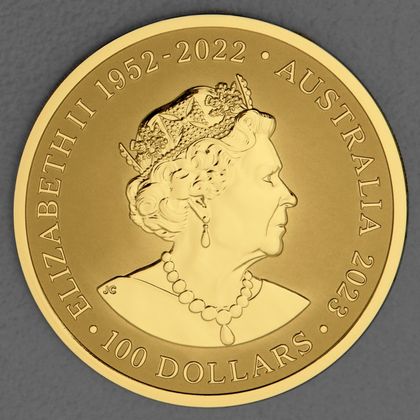 Australia Zoo, 1oz Goldmünze, Kopfseite mit Queen Elizabeth II, 2023