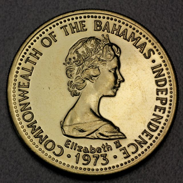 100 Dollars Goldmedaille der Bahamas 1973 aus 14,54g 585er Gold