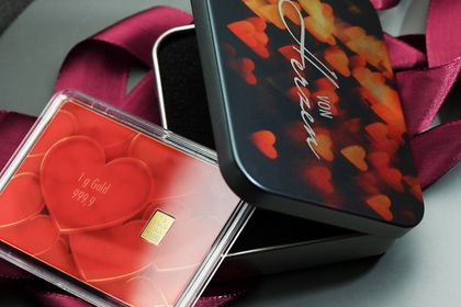Geschenkbarren "Alles Liebe", 1g Gold