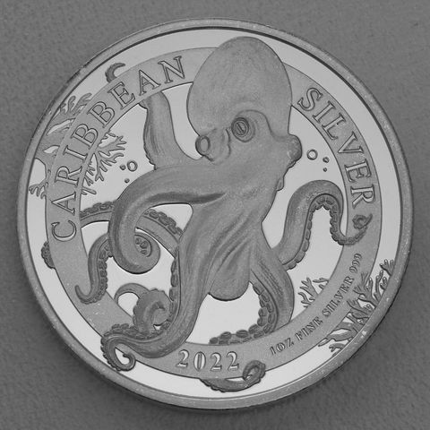 Silbermünze 1oz Barbados Caribbean Silver Octopus 2022