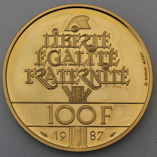 100 Francs Gedenkmünzen 1987 General La Fayette