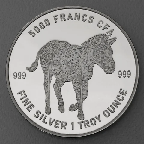 Silbermünze 1oz Tschad Mandala Serie 2022 Zebra