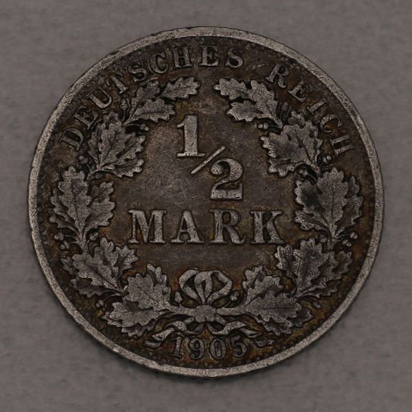 Silbermünze Deutsches Kaiserreich 1/2 Mark 1905