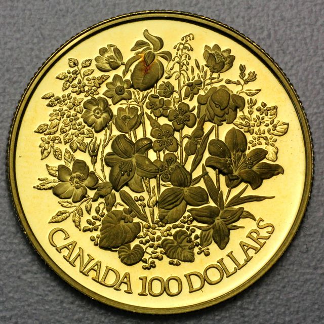 100 Dollar Goldmünze Kanada 1977 aus 91,6% Gold
