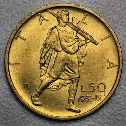 50 Lire Goldmünze Italien Vittorio Emanuele III 