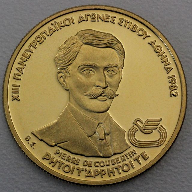 Goldmünze 5000 Drachmen Griechenland 1982 Pierre de Coubertin