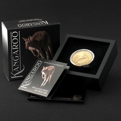 "Australian Kangaroo" 2oz Goldmünze in der Ausführung Polierte Platte und High Relief 