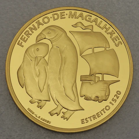 Goldmünze 7,5 Euro Portugal 2020 - 500. Jahrestag der Weltumsegelung, Entdeckung der Magellanstraße durch Ferdinand Magellan