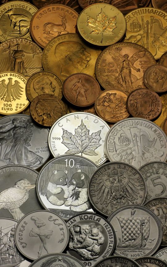 Goldmünzen, Silbermünzen, Platin- und Palladiummünzen