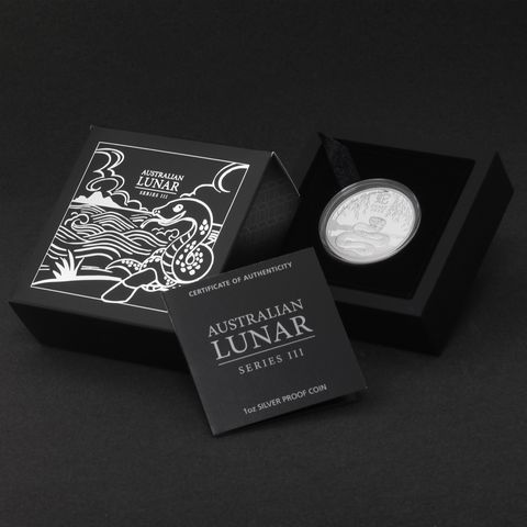 Lunar III, Polierte Platte 1oz Silbermünze, Schlange, 2025