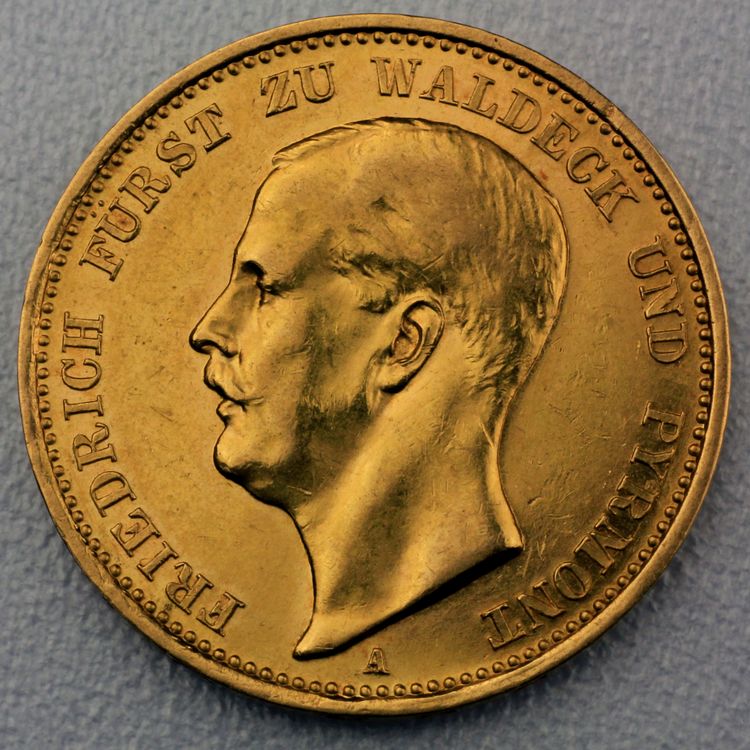 20 Reichsmark Goldmünze Friedrich - Waldeck - Pyrmont - Prägejahr 1903 Jäger Nr. 288