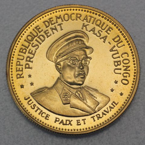 Goldmünze 25 Francs Kongo 1965 - 5. Jahrestag der Unabhängigkeit Präsident Joseph Kasa-Vubu