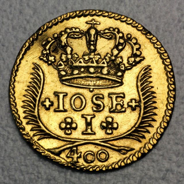 400 Real Goldmünze Portugal 1752