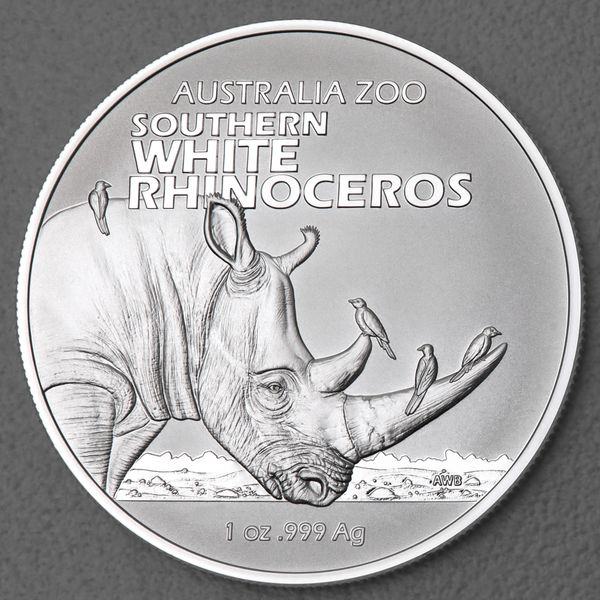 Silbermünze 1oz Australia Zoo - 2023 Southern White Rhinoceros