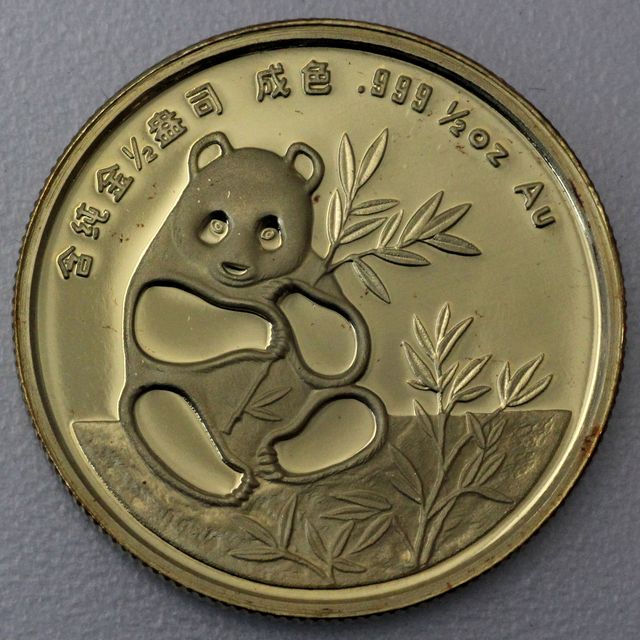 1/2oz Goldmedaille China Panda zur Munich International Coin Fair 1990