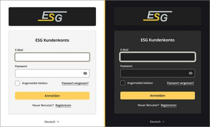 Auswahl zwischen hellem und dunklem Design