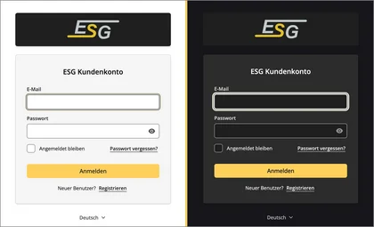 Auswahl zwischen hellem und dunklem Design
