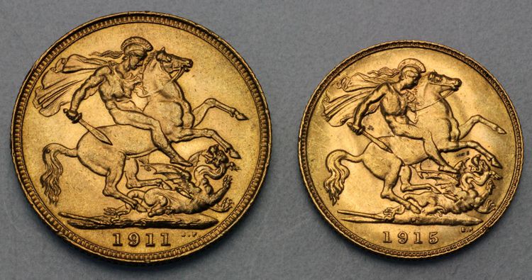 Sovereign Goldmünzen König Georg V Australien Rückseite