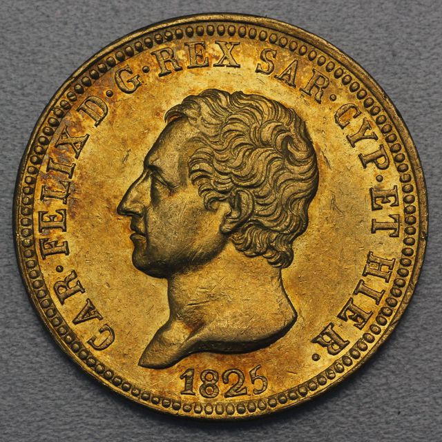 40 Lire Goldmünze Italien Karl Felix Sardinien Piemont