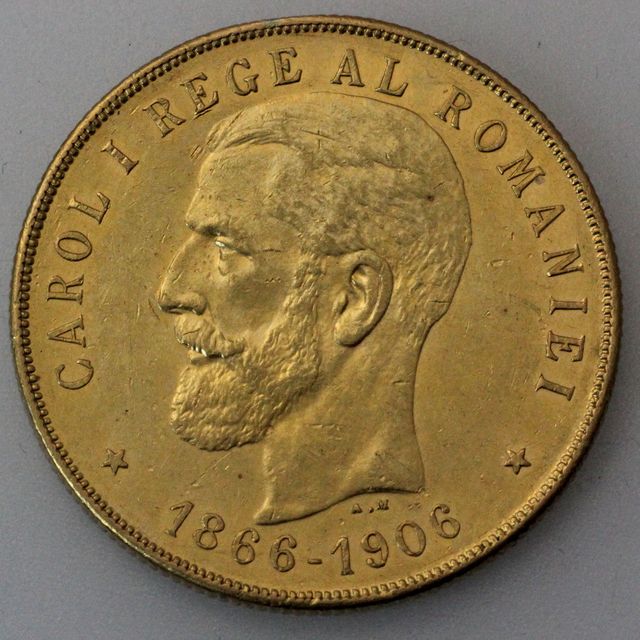 100 Lei Goldmünze Rumänien 1906
