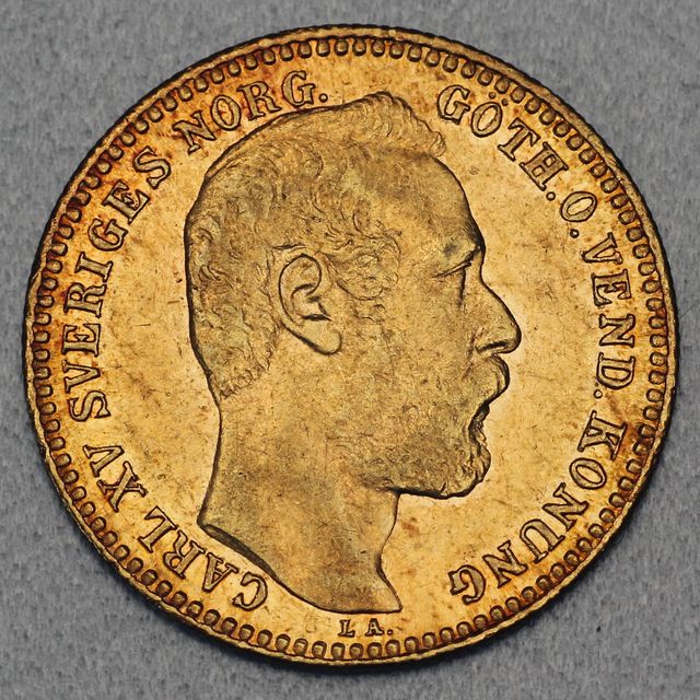 10 Francs Carolin Carl CV Goldmünze Schweden 1868