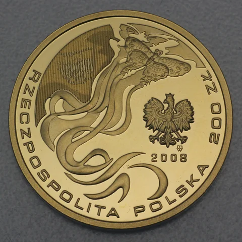 Goldmünze 200 Zloty Polen 2008 - Olympische Spiele Peking