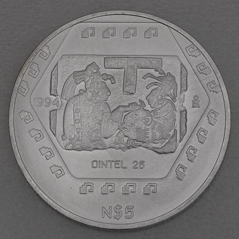 Silbermünze 1oz Mexiko Präkolumbische Kulturen - Maya Ritual von Yaxchilan -  1994