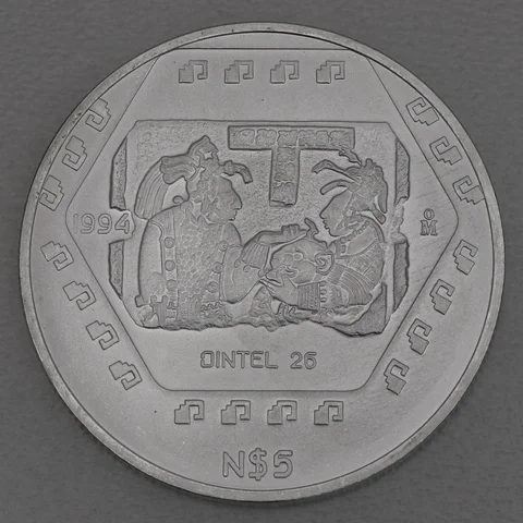 Silbermünze 1oz Mexiko Präkolumbische Kulturen - Maya Ritual von Yaxchilan -  1994