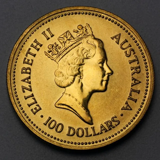 Goldmünze Australian Nugget 1987 Kopfseite Elisabeth II