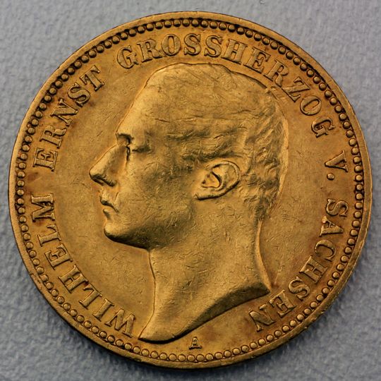 20 Reichsmark Goldmünze Wilhelm Ernst - Sachsen - Weimar - Eisenach - Prägejahr 1901 Jäger Nr. 283