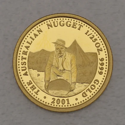 Goldmünze 1/25oz Prospector Serie - Australian Nugget 2001: Goldwäscher