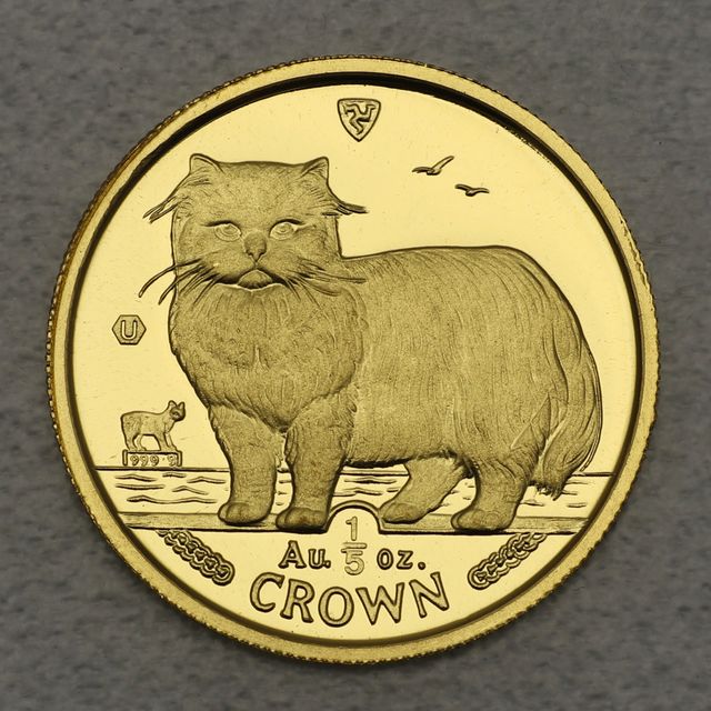 Goldmünze 1/5oz Isle of Man Cat Katzen 1989 - Persian Cat