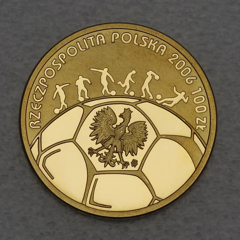 Goldmünze 100 Zloty Polen 2006 - Fußball WM Soccer Worldcup Deutschland